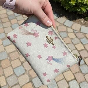 Coach Corner Zip Wristlet Disco Star Print (NWOT)